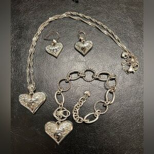 Brighton Retired Trust your Heart Necklace Earrings and Bracelet Set